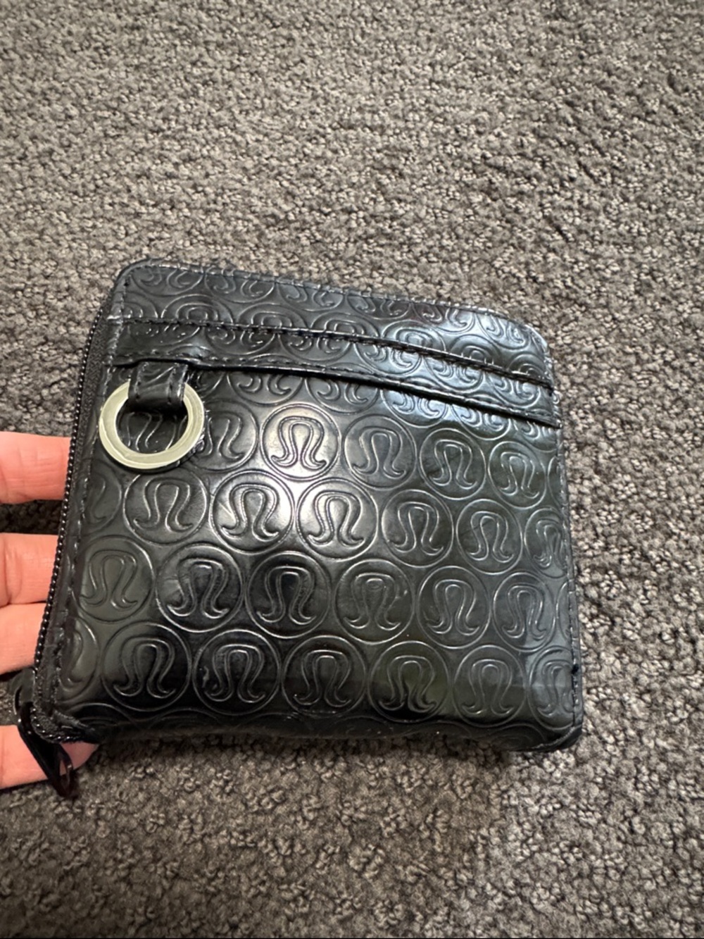 Lululemon Embossed Black faux leather wallet style case and tote bag